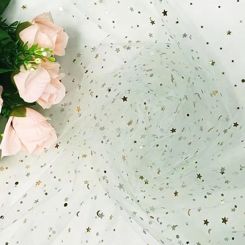 Țesătură Tulle Pre-Tăiată cu Lună Stelată pentru Buchete, Fuste de Masă și Rochii de Păpuși