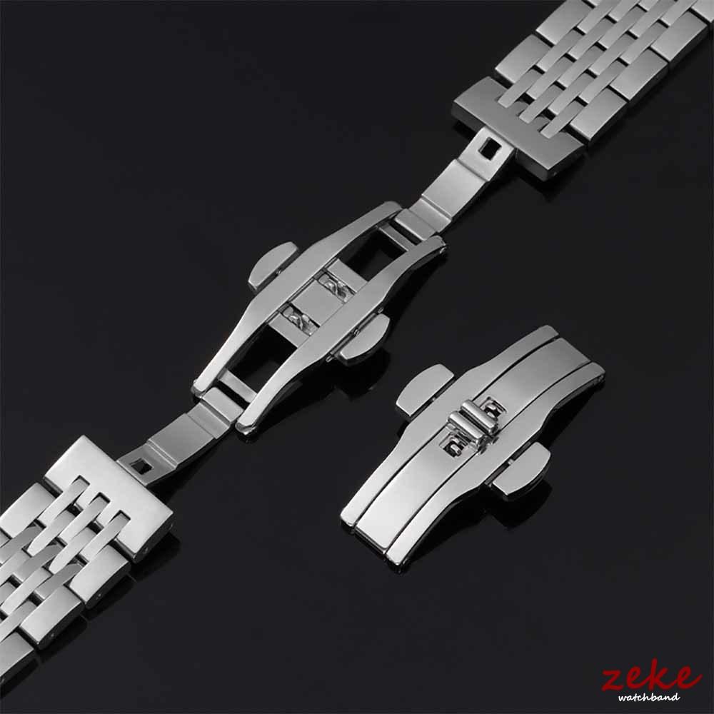 Zilveren Dubbele Druk Vlinder Horlogeband Gesp Staal Vouwsluiting Metaal Heren Dames Horloge Knop 4mm 5mm 6mm Horloge Accessoires