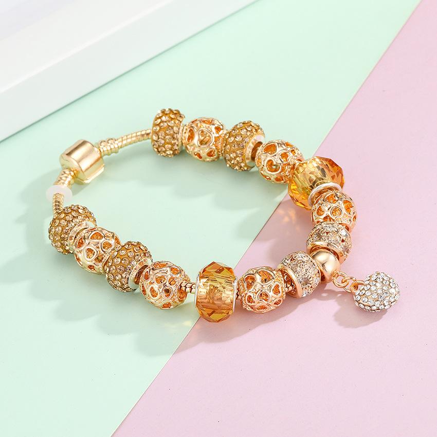 Women All Match Crystal Love Heart Hollow Beads Bracelet