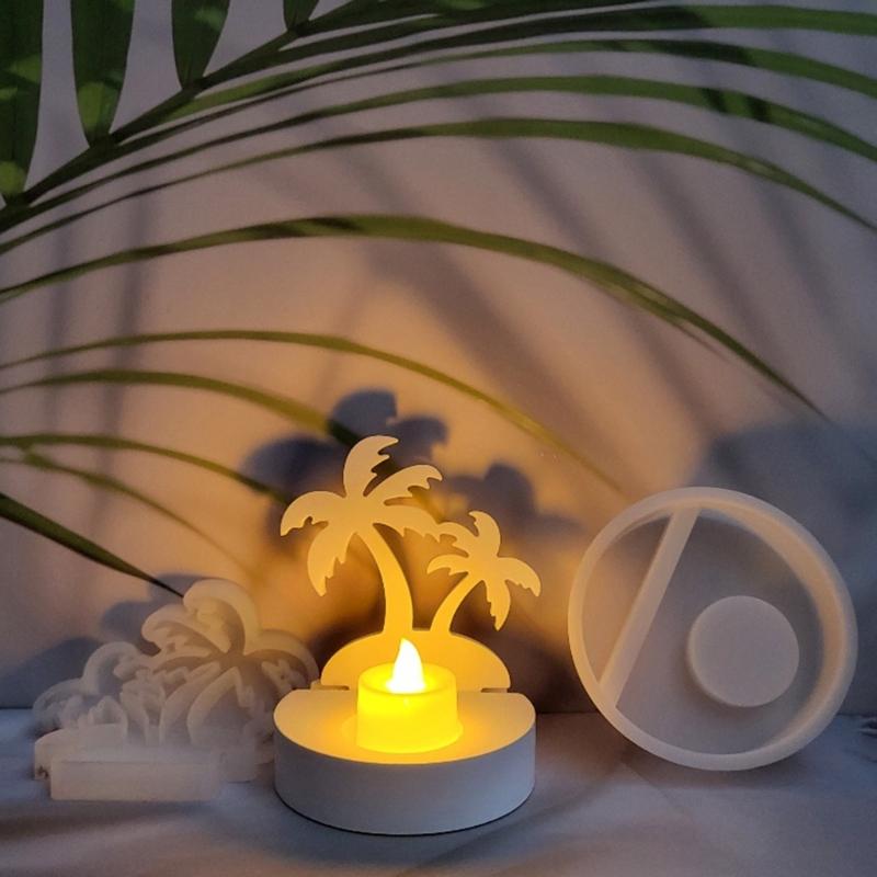 Coconut Tree Candle Holder Silicone Molds Candlesticks Castings Moulds Resins Molds Craft Molds for Tapers Candle