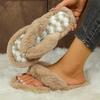 Fashion Fashion Mix Color Fur Flip Flops Women Indoor Light Warm Home Slippers Woman 2025 Faux Fur Flat Heel Cotton Slippes Mujer