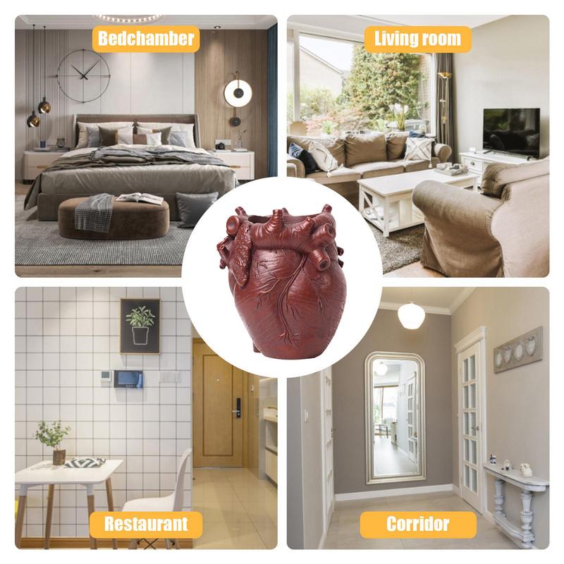 Creative Heart Shaped Resin Pen Holder Desktop Organizer Office Study Bookshelf Decor Art Supply Storage Accessory