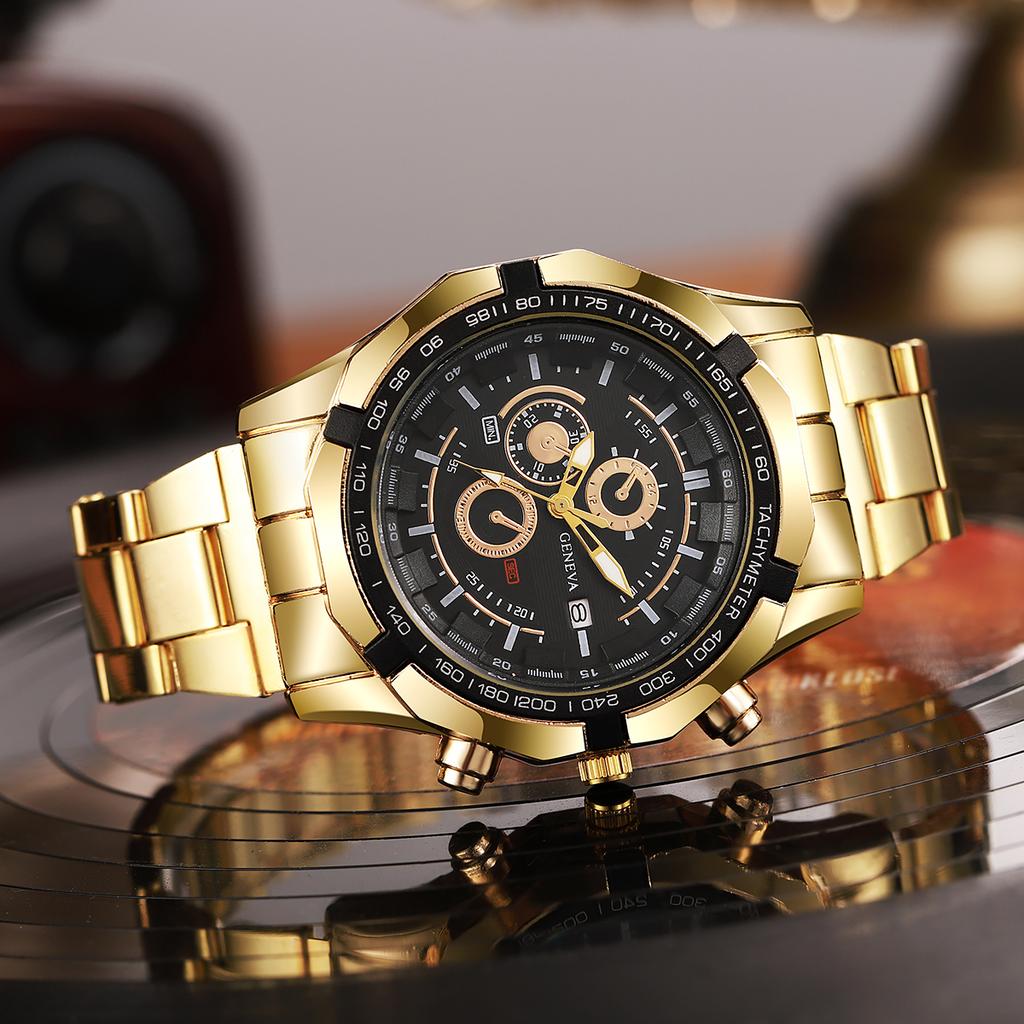 New large dial men's steel strap watch calendar quartz watch men's watch creative wristwatch