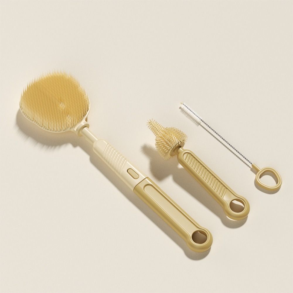 

3 шт./набор Вращающийся на 360° набор щеток для детских сосок Ручной инструмент для чистки чашек Набор щеток для молочных бутылочек жёлтый