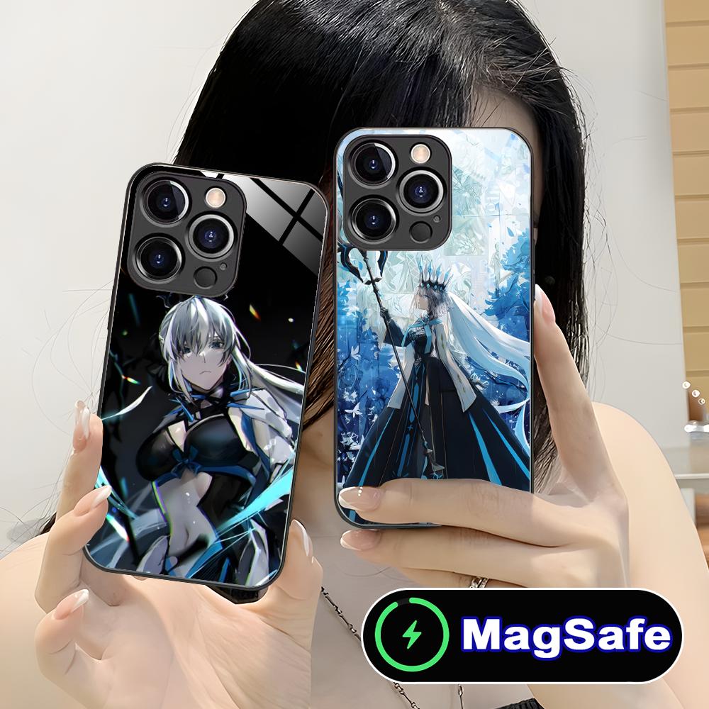 Anime FGO Morgan Phone Case for iPhone 17 16 15 14 13 12 11 Air Pro Max Plus Mini MagSafe Glass Colorful Cover Cover Smartphone