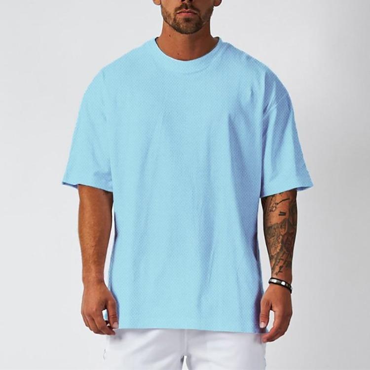Nouvelle Marque Homme Lâche Surdimensionné Musculation Fitness Été Séchage Rapide Maille Salle de Sport Sport T-shirt d'Entraînement Couleur Unie