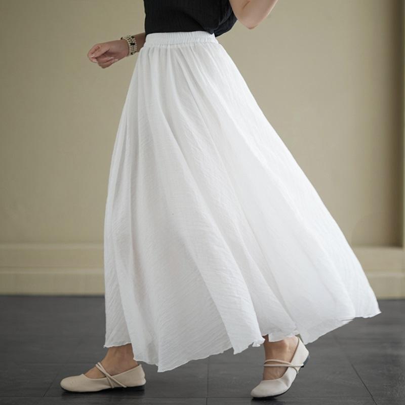 

Хлопок, лен, большие размеры, высокая талия, винтажная, летняя, повседневная, свободная, длинная женская юбка