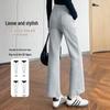 Pantalon gris taille haute petite micro-évasé – Cache-hanches, amincissant, sportif et court pour femmes en automne