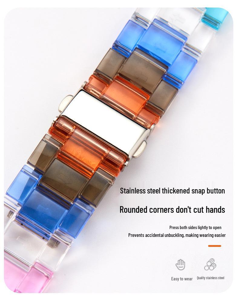 Compatible Apple Watch Transparent Rainbow Resin Strap for Series 5/6/7/8/SE.