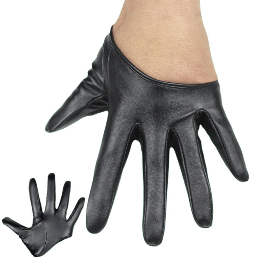 PU-Leder Halbfingerhandschuhe Fingerlose Lacklederhandschuhe Persönlichkeit Fünf-Finger-Fäustlinge Damen