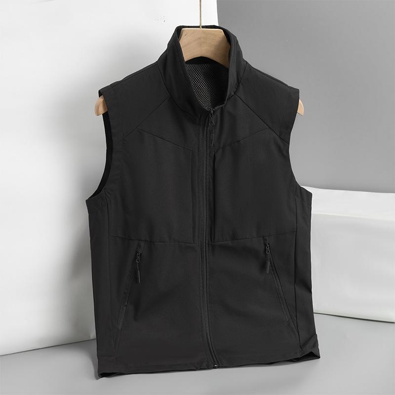 Gilet d'extérieur Cardigan pour homme Sans manches Col montant Veste Respirant Décontracté Sport Camisole
