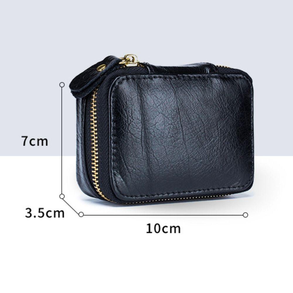 Versatile Genuine Leather Lipstick Case Handheld Portable Jewelry Box Mini Size Coin Purse Women's Use
