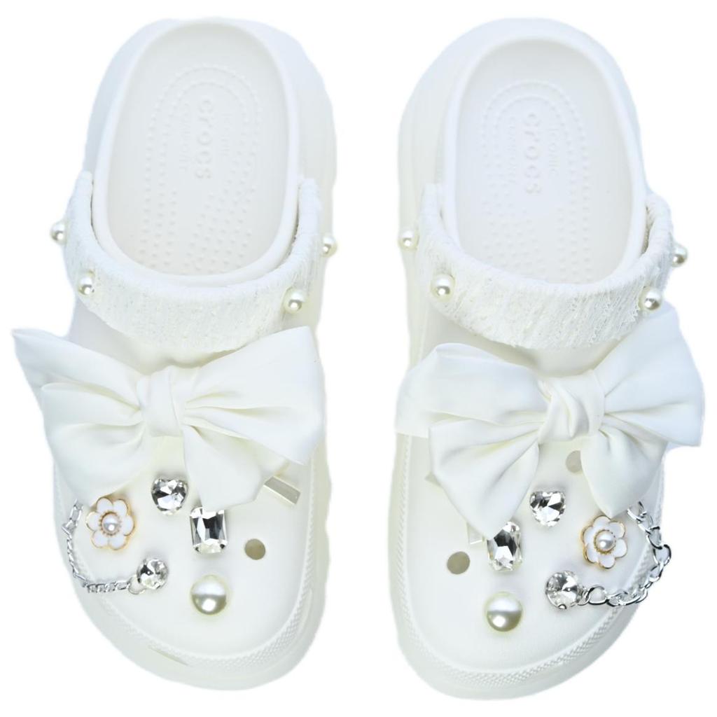 Crocs Crush Clog EVA Fashion Comfortable Versatile Hole Shoes Unisex White