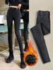 High Waist Plus Size Fleece-Lined Denim Leggings for Women - Spring/Autumn Slimming Elastic Skinny Pants