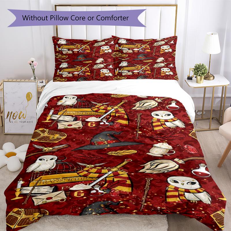 3pcs Harry Potter Bedding Set Duvet Cover Closure Includes 1 Duvet Cover & 2 Pillowcases, Soft and Comfortable for All Seasons.