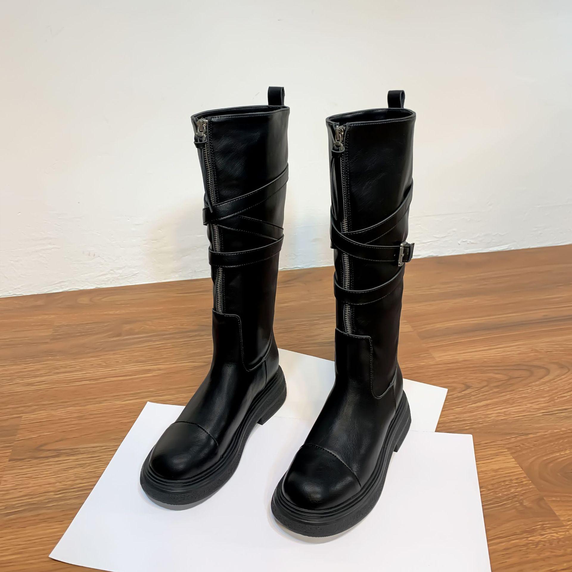 

Виноградный Мама Длинные Рыцарские Сапоги Пряжка на Ремне Плиссированные Сапоги-трубы Передняя Молния Интернет-знаменитость Мягкая Кожа Узкие Сапоги Платформа Женские Сапоги 40 чёрный