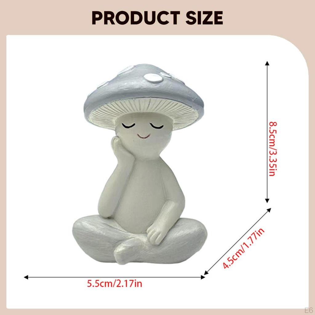 Meditationspilz Statue Dekorative Figur Kunsthandwerk Niedliches Schreibtischornament Kleine Skulptur für
