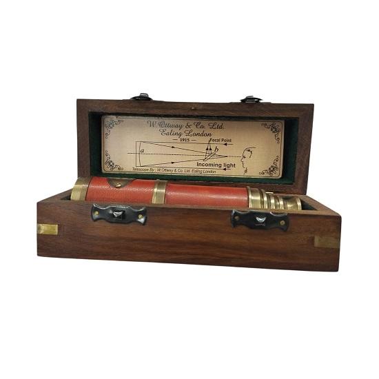 Marine Antique Design Dollond London Telescope 40.64 Cm Maritime Nautical Brass and Genuine Leather Spyglass with Leather Box Telescope