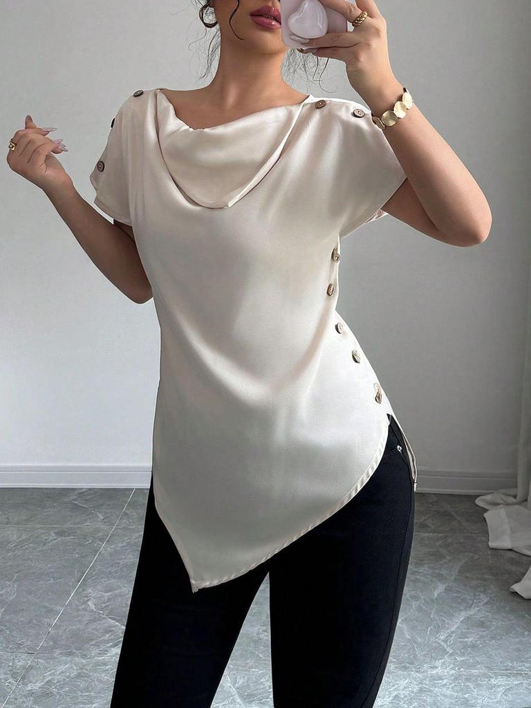 Europe & America Off-Shoulder Women's Wide Collar Shirt: Sexy, Casual, Comfortable Top