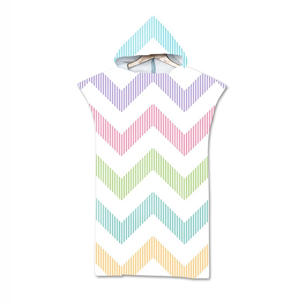 Circle Striped Flower Pattern Microfiber Quick-Drying Beach Towel Adult Kids Hooded Outdoor Soft Swimming Bath Towel Surf Poncho