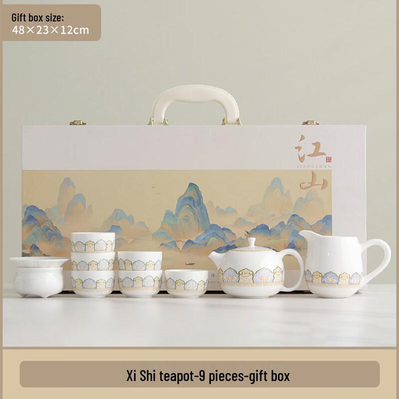 Mutton Fat Jade White Porcelain Tea Set