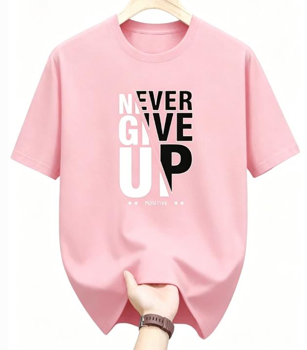 Unisexs Positive Monogram Print TShirt Never Give Up Fashion Letter Graphic Casual ShortSleeved Comfortable Top Goth Tshirts