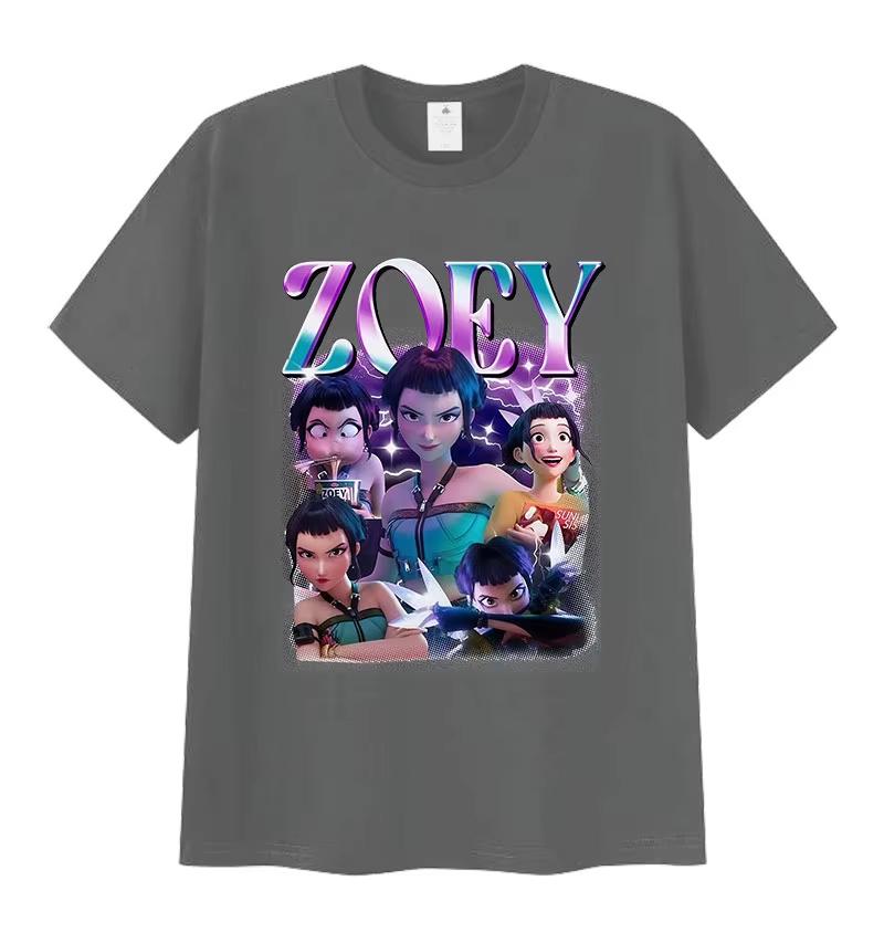 Zoey Huntrix Kpop Dämonenjäger Grafik T-Shirts Herren Damen Retro Hochwertig Mode T-shirt Lässig Übergroße Baumwoll-Tees