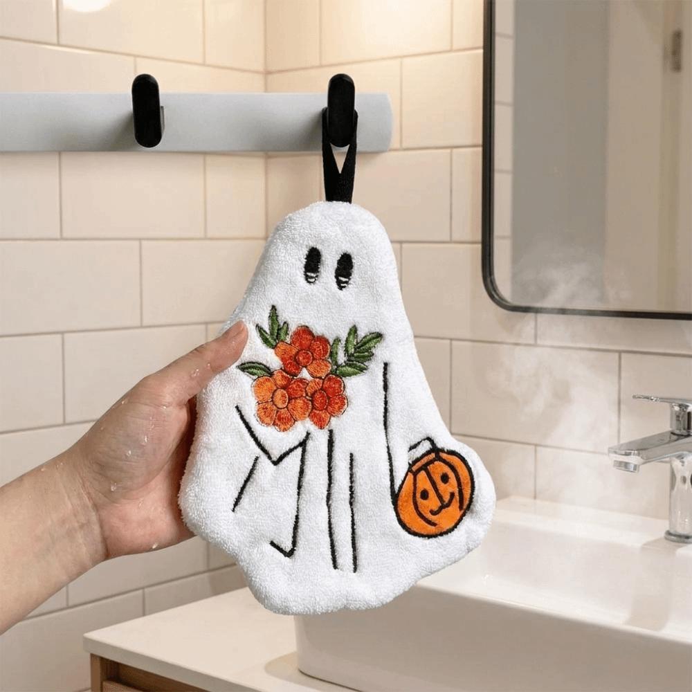 Coral Fleece Halloween Hand Towels Quick Drying Kitchen Towels Ghost Towel Halloween Gift