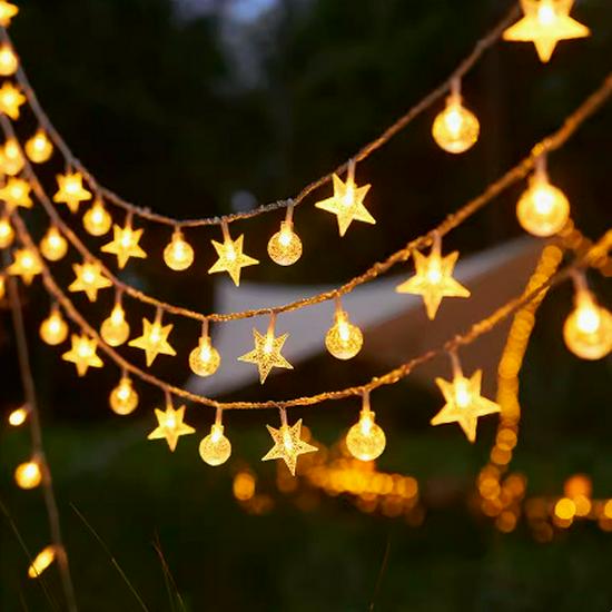 LED Solar String Lights: Outdoor Camping & Courtyard Tent Decor with Colored Bulb