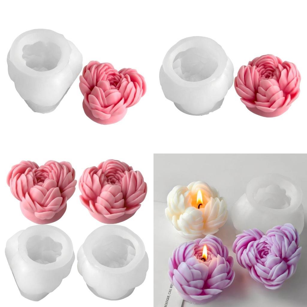 Silicone Moulds Peony Flower Molds Ornament Molds Epoxy Resin Molds Plasters Molds for Candle Making X3UC