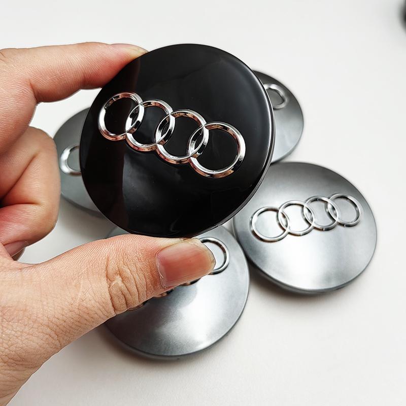 For Audi  A34pcs 68mm Black Grey Car Styling Badge Wheel Center Hub Cap Rim Caps For Audi Emblem 8D0601170 A1 A3 A4 A5 A6 Q7 Accessories