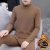 Men's Velvet Warm Mid-Neck Base Layer Set: Brushed Fleece Heat-Retaining Winter Long Underwear