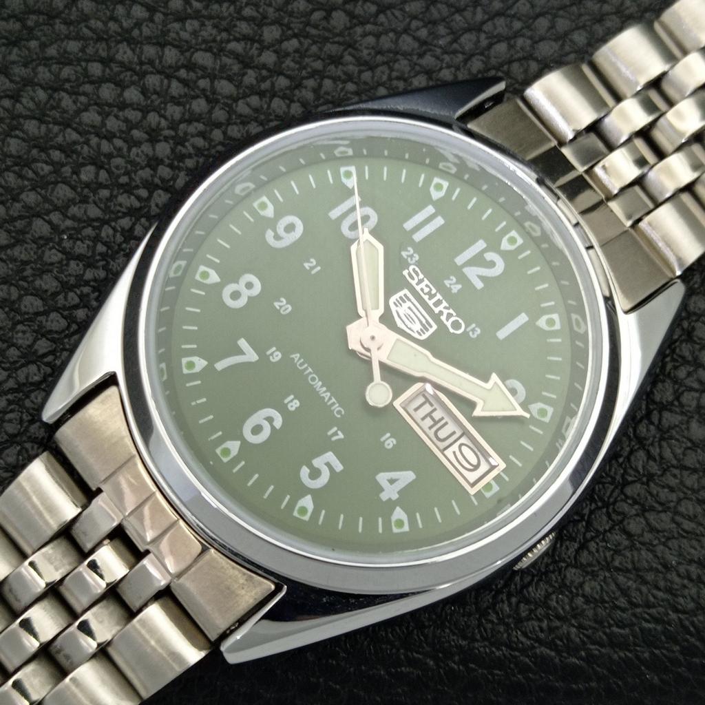 SEIKO 5 AUTOMATIC 6309A VINTAGE REFURBISHED JAPAN MENS GREEN WATCH a441680-a