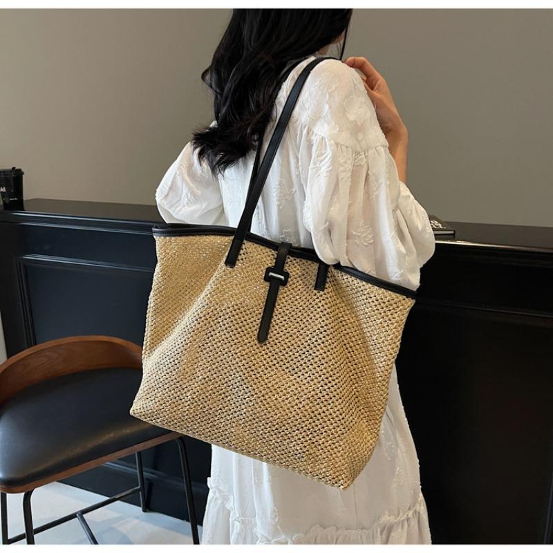 Straw Large-capacity Mother and Child Bag Spring New Woven Bag Vacation Shoulder Tote Bag