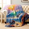 Inspiration Ocean Sunrise Pattern Flannel Printed Blanket Suitable for All Seasons Suitable for Living Room Office Sofa Travel