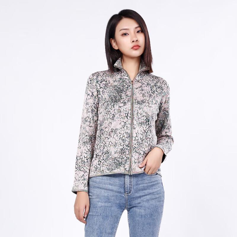 

Anlom Women s Mulberry Silk Blend Knit Zip-Up Jacket 3XL