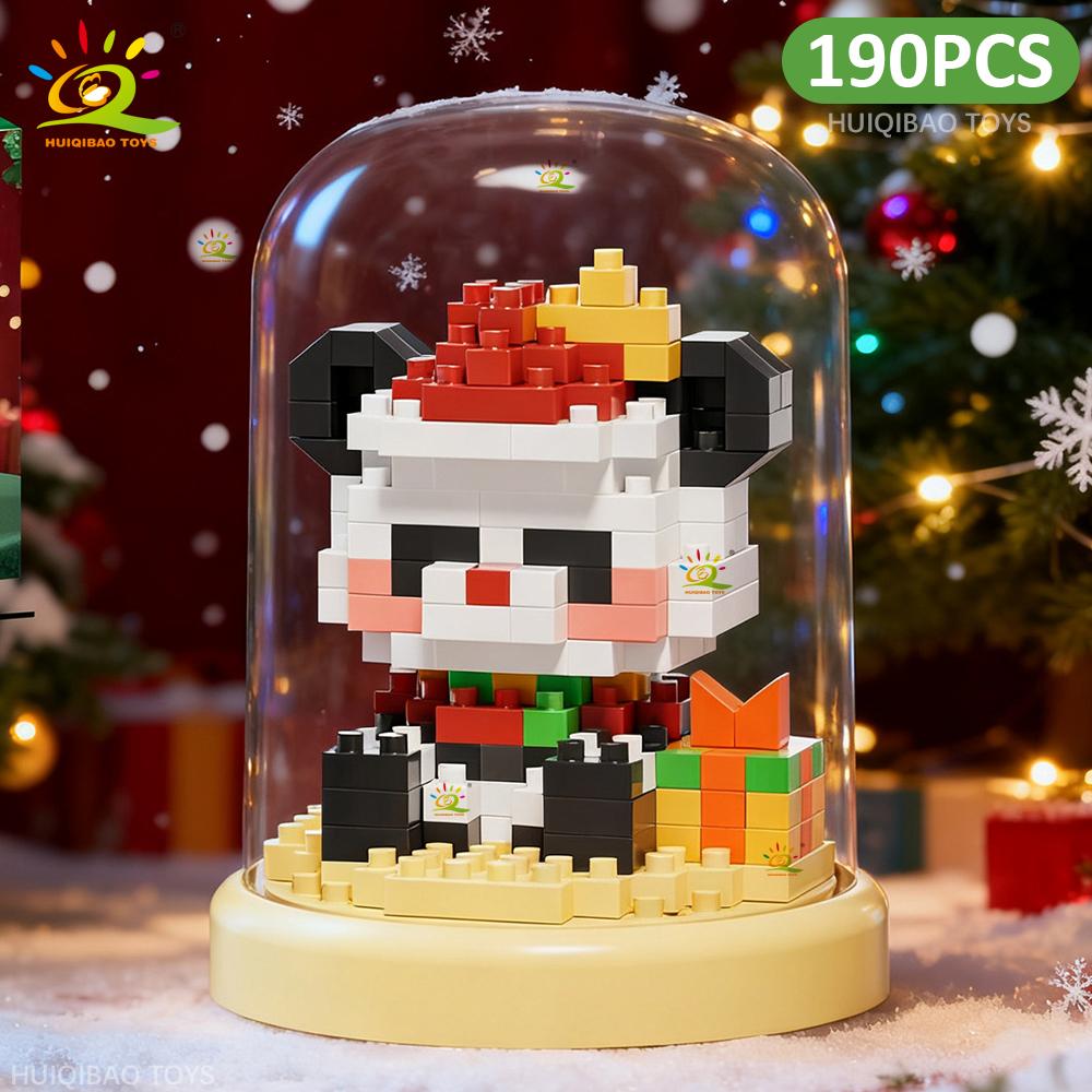 Christmas Tree Santa Claus Penguin Model Building Block DIY Snowman Bricks Toys Children Adult Desktop Ornament Gift