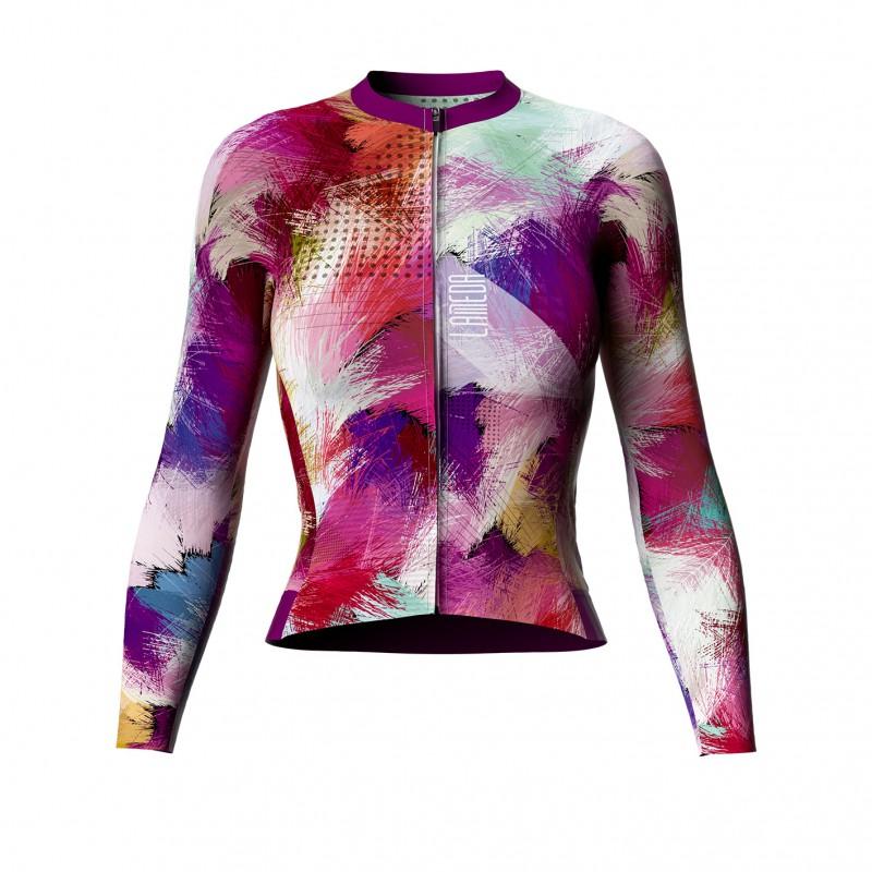 Womens Cycling Long Sleeve Jersey Coolmax Moisture Wicking Slim Fit Road Bike Top Outdoor Sport