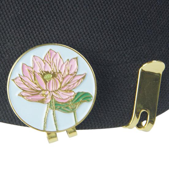 Golfballmarkør Hattklemme Emalje Lotusblomst Design Magnet Hattklemme Ballmarkør Golftilbehør for Kvinner Menn Golfspiller Gave