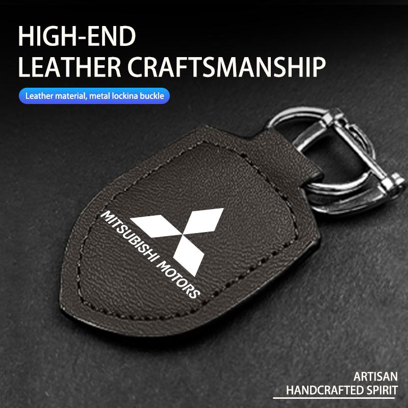 For Mitsubishi Fashion Leather Car Keychain Retro Style Keyrings Accessories Outlander Lancer L200 ASX Pajero Grandis Eclipse