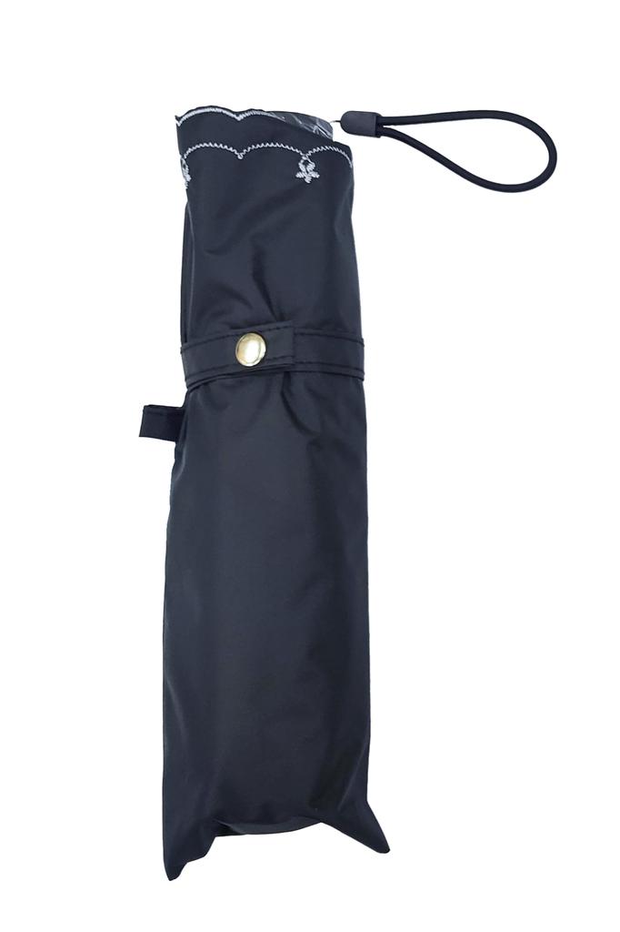 Rose Sangyo 50cm Lightweight and Cooling Mini Folding Umbrella for Sun and Embroidered Small 63500201 Rain, Flowers, Black,