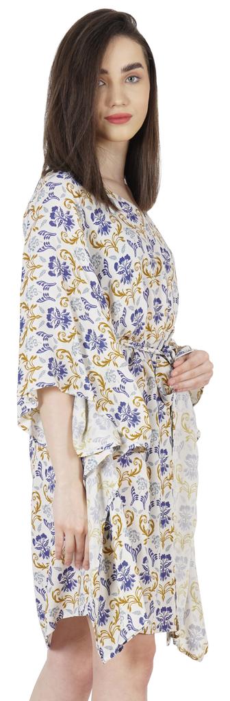 Moomaya Turkish Maxi  Kaftan  For Women Short Casual Mini Beach Dress Swimsuit Cover