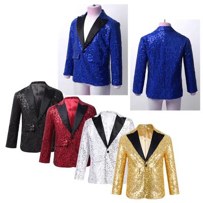 Kinder Jungen Blazer mit Pailletten und einem Knopf, Hemdjacke für Hochzeit, Bankett, Party, formelle Kleidung, Anzug