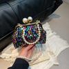 Trendy Beaded Pearl Chain Handbag: Women's Clip-On Crossbody Evening Bag