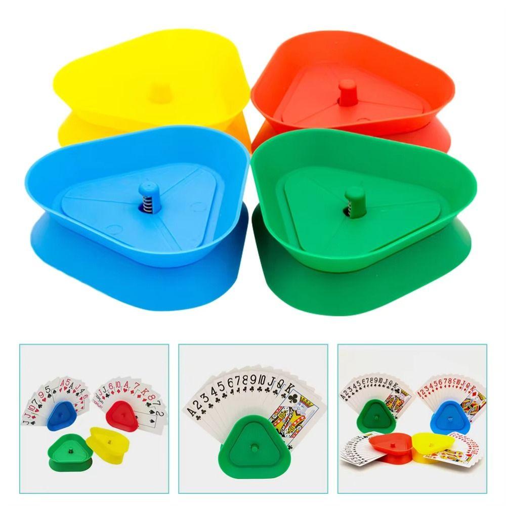 4Pcs/Set Hands-Free Triangular Card Holder Triangle Shaped Board Game Cards Stand  Recreation