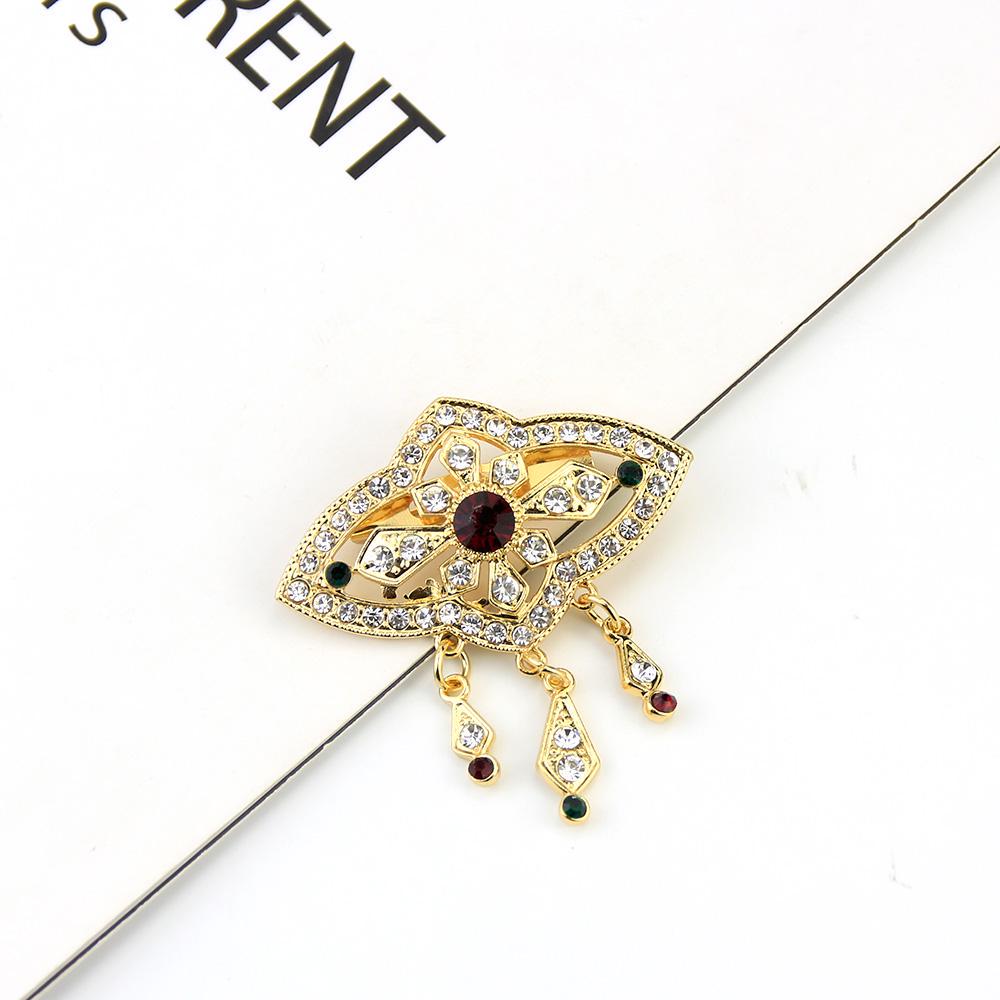 

Элегантная хрустальная брошь для женщин, рождественский подарок, украшения со стразами золотого цвета красный