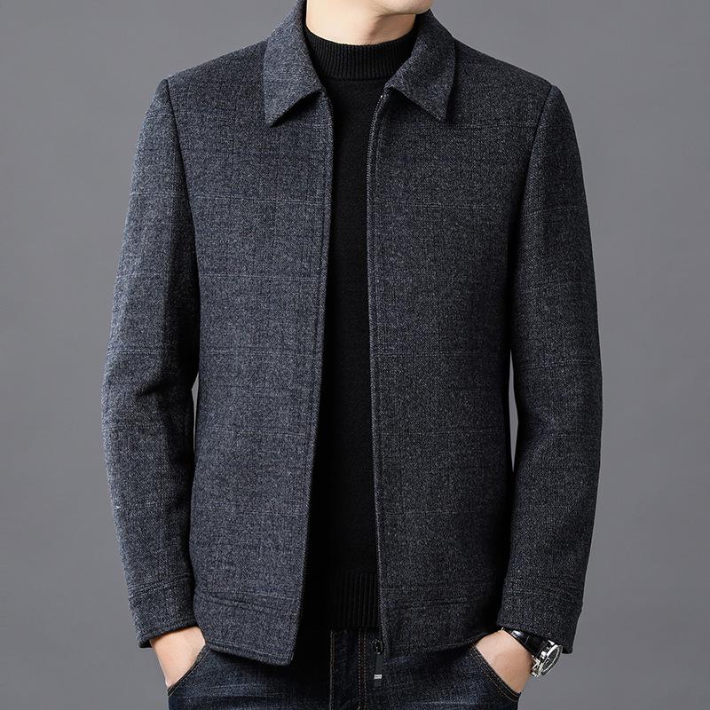 Men`s Short Wool Coat with Down