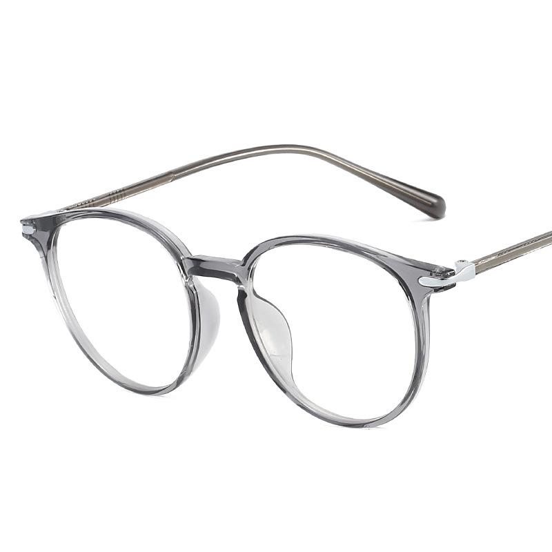 Korean Style TR90 Round Anti-Blue Light Glasses - Lightweight Retro Frame, Prescription-Compatible