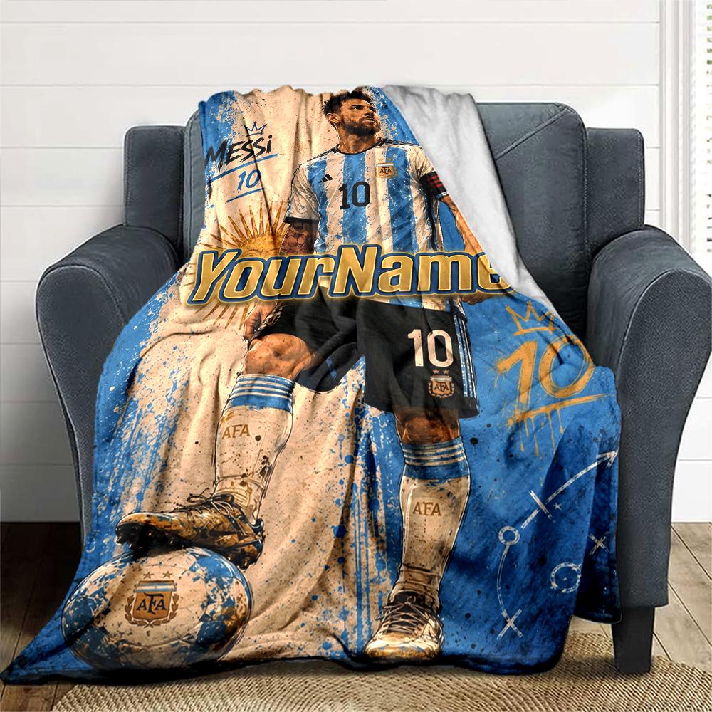 Messi Customize Your Name Blanket Cozy Personalized Blanket Durable Comfort Throw For Picnics Living Room Couch Seaside Four Seasons Universal