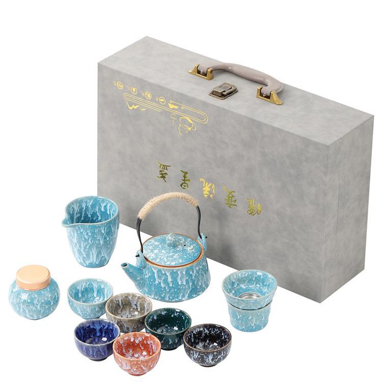 Tenmoku Glaze Kung Fu Tea Set: Teapot, Gaiwan, Jianzhan, Infuser, Gift Box